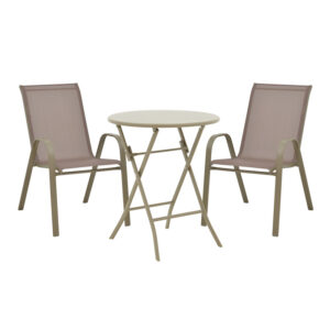 Albero-Calan pakoworld metal dining table in champagne shade D60x70cm