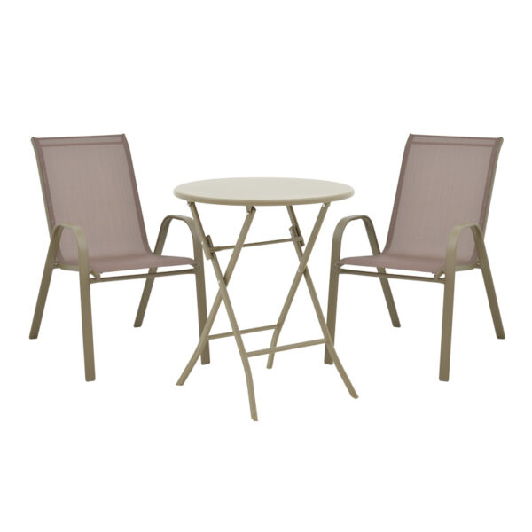 Albero-Calan pakoworld metal dining table in champagne shade D60x70cm
