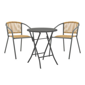 Albero-Lindaria pakoworld dining set 3pcs metal in anthracite shade