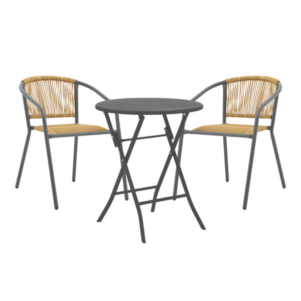Albero-Lindaria pakoworld dining set 3pcs metal in anthracite shade