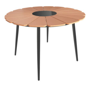 Pinap table pakoworld black aluminum and plywood in a natural shade D110x74cm