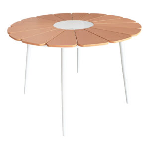 Pinap table pakoworld white aluminum and plywood in a natural shade D110x74cm