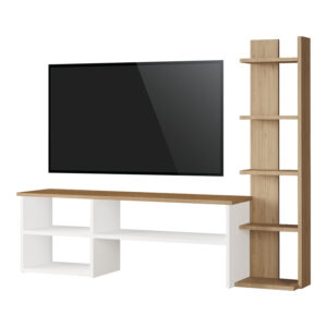 Perla pakoworld living room set in white-natural 120x29.5x41.8cm