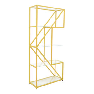 Aylan pakoworld shelf glass - metal in gold tone 100x30x200cm