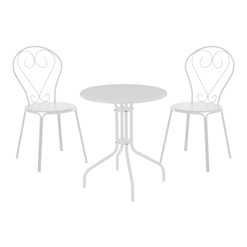 Vergo-Chari pakoworld dining set 3pcs metal in white shade