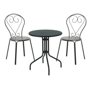 Vergo-Chari pakoworld dining set 3pcs metal in black shade