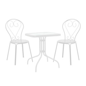 Watson-Chari pakoworld dining set 3pcs metal in white shade 70x70x70cm