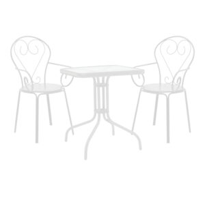 Watson-Monasty pakoworld dining set 3pcs metal in white shade 70x70x70cm