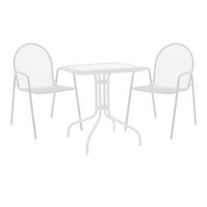 Watson-Tarete pakoworld dining set 3pcs metal in white shade 70x70x70cm