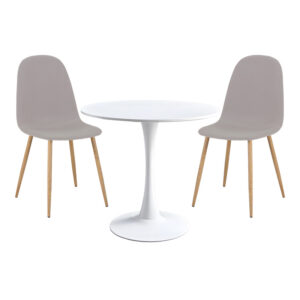 Elijah-Bella pakoworld dining table set of 3 in white-grey color Ö60x74cm