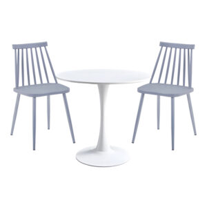 Elijah-Aurora I pakoworld dining table set of 3 pp in white-grey color Ö60x74cm