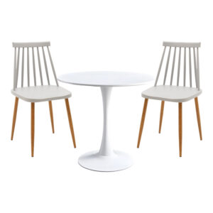 Elijah-Aurora pakoworld dining table set of 3 pp in white-grey color Ö60x74cm