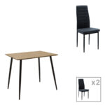 Dining table set of 3 pieces Cuba-Parker pakoworld madf in sonoma-black color 70x70x75cm