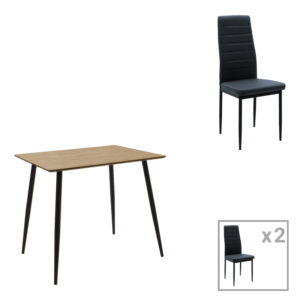 Dining table set of 3 pieces Cuba-Parker pakoworld madf in sonoma-black color 70x70x75cm