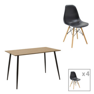 Dining table Cuba-Julita pakoworld set of 5 MDF sonoma-black-natural 120x70x76cm
