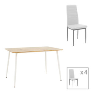 Dining table Cuba-Parker pakoworld set of 5 pieces sonoma-white 120x80x75cm