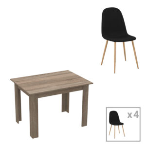 Dining table set of 5 pieces Manka-Bella pakoworld mdf in sonoma truffle color 110x80x70cm