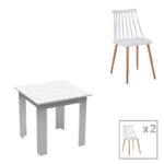 Dining table Manka I-Aurora I pakoworld set of 3 pieces in white shade 80x80x77cm