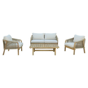Malibu garden lounge pakoworld solid acacia wood-beige fabric