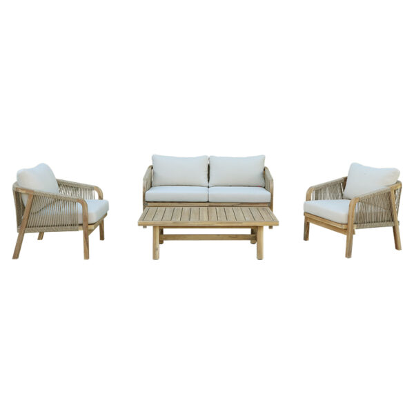 Malibu garden lounge pakoworld solid acacia wood-beige fabric