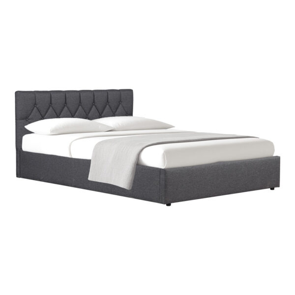 Kamaho pakoworld double bed, fabric, anthracite, with storage space, 160x200cm