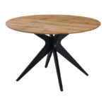 Toda pakoworld mdf table in sonoma shade with black metal legs Ö120x75cm