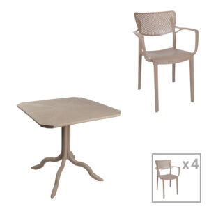 Dining table Icon-Frontline pakoworld set of 5 pieces PP in cappuccino color