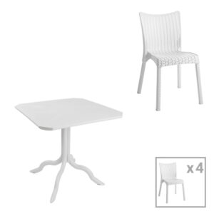 Icon-Confident pakoworld dining set 5pcs PP in white shade