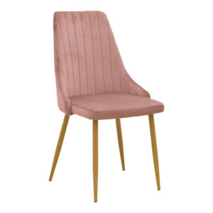 Chair Azori pakoworld velvet rotten apple-natural color metal leg 49x55x85cm