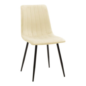 Chair Noor pakoworld beige fabric with black color metal leg 44x53x86cm