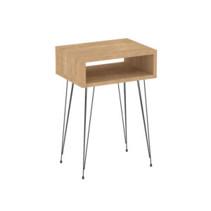 Naida pakoworld bedside table in oak shade - black metal legs 40x30x59cm