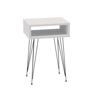 Naida pakoworld bedside table in white shade - black metal legs 40x30x59cm