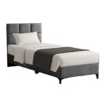 Melei pakoworld fabric bed in anthracite shade 90x200cm