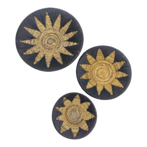 Wall decorative Circy Inart wicker set of 3 pieces in black-beige color