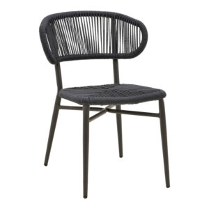 Aluminum-pe rattan chair Agus pakoworld stackable in black shade 55x63x77cm